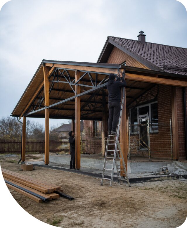 Пристройка навеса к дому и участку в Ачинске под ключ